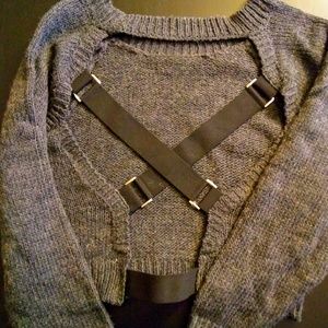 AKIRA Strappy Wool Blend Cropped Sweater